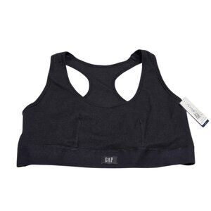 Gap Body Bralette Womens Large Black Cotton Rib Knit Bra Loungewear Leisure